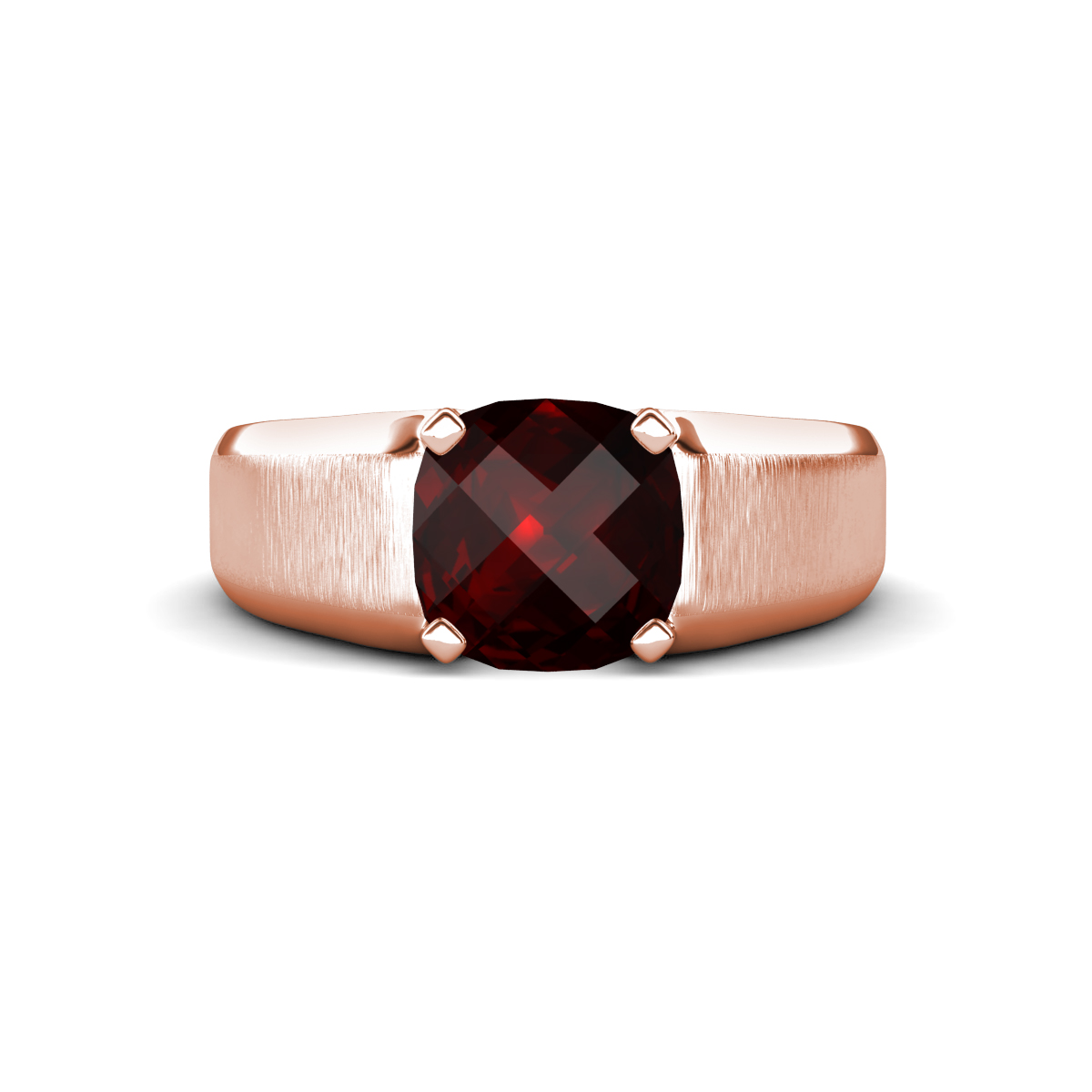 Jude 2.75 ct Cushion Checkerboard Cut Red Garnet Solitaire Men Wedding Band (8 mm) 